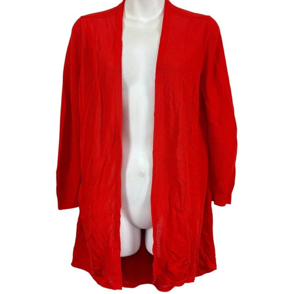 Chicos Thin Lightweight Cotton Blend Cardigan Sweater Open Longline sz 0 / Small